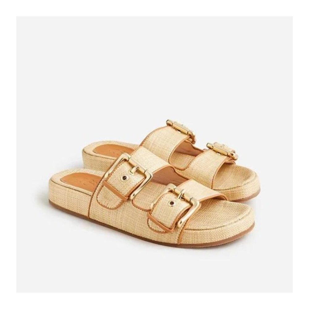 J. Crew Raffia Two Strap Buckle Marlow sandals, size 10
